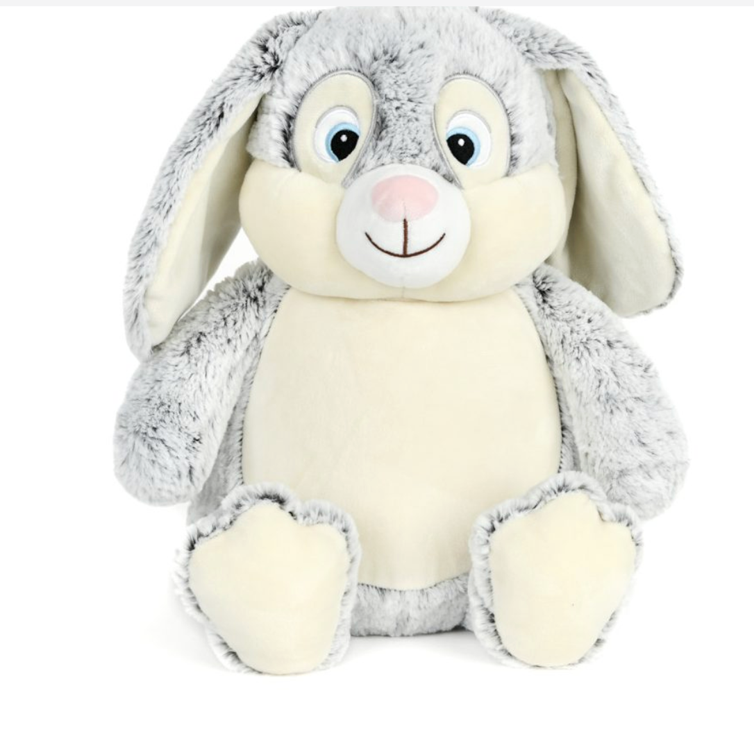 Clovis Grey Bunny Personalised Teddy