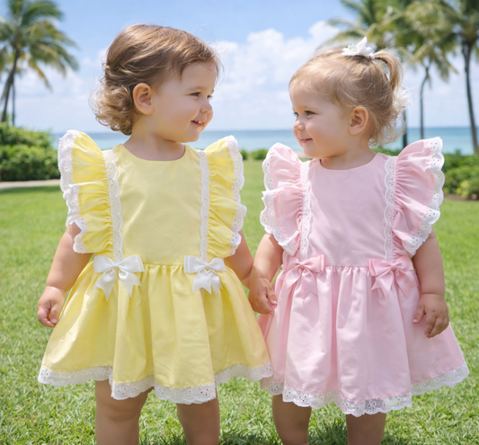 Baby Girls Spanish Dress - Pink or Lemon