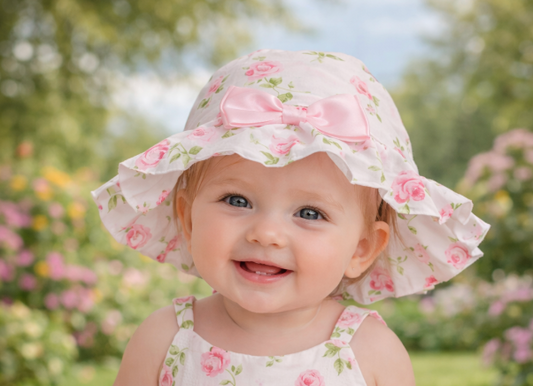 Baby Girls Frill Hat - Pink Floral