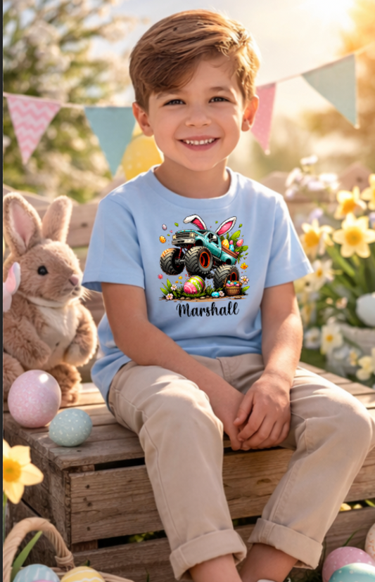 Easter monster truck personalised kids T-Shirt