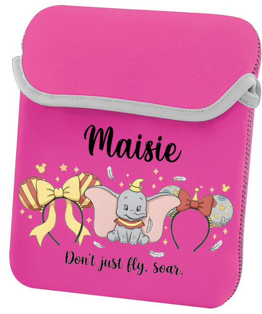 Personalised reversible ipad/tablet sleeve storage case Dumbo