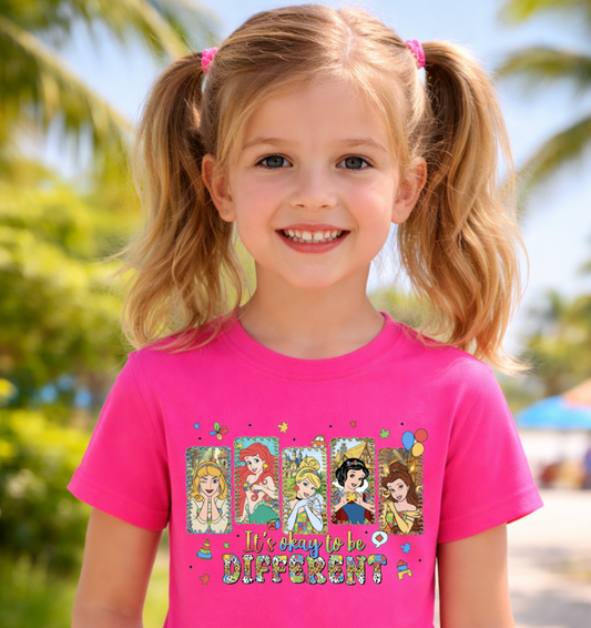 Its Ok to be different Princess Personalised kids T-Shirt