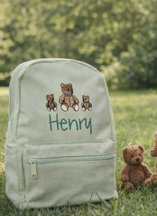 Children's Backpack personalised with Bears & Name Design