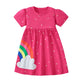 Pink Rainbows Applique kids dress - By From The Stork