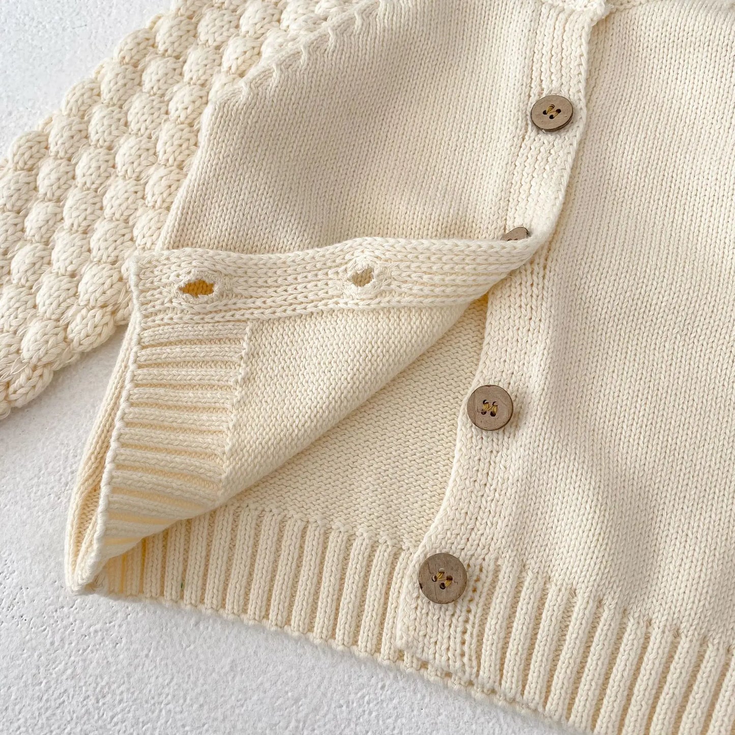 Personalised Girls Knitted Cardigan with Pineapple Sleeve Detail