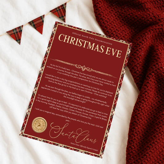 Red & Tartan Official Nice List personalised kids Christmas Santa letter