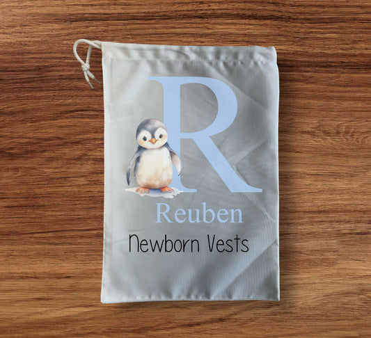 Penguin Blue Personalised Storage bag medium size