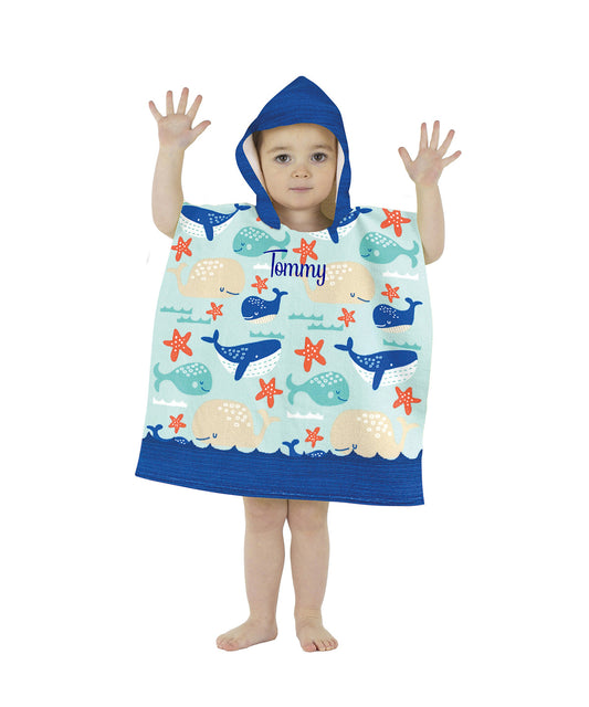 Kids hooded poncho personalised towel - different designs