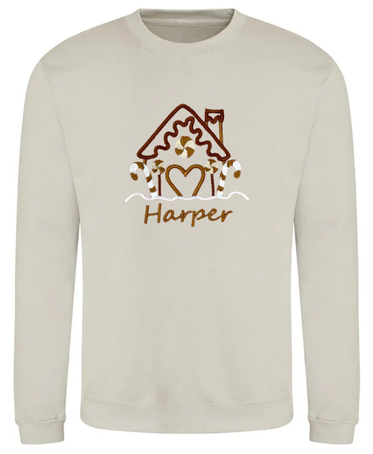 Christmas Gingerbread House Personalised Kids/Baby Sweater
