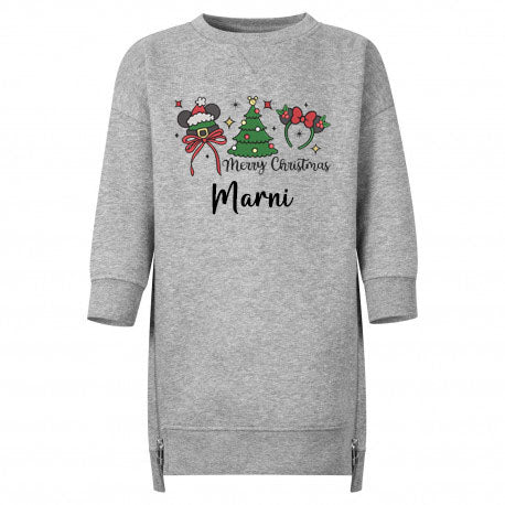 Christmas Mouse Personalised Embroidered Kids Sweater Dress