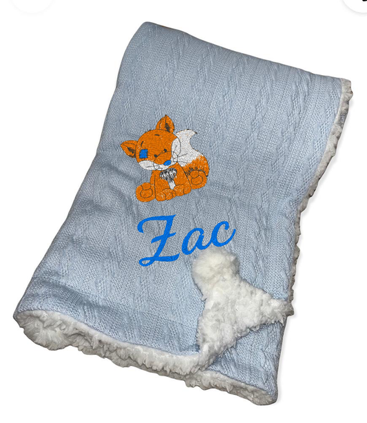 Huxley Baby Blanket Fox Design & Name