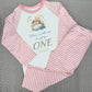 Arc When I Wake Up Personalised pink stripe Birthday Pyjamas Pjs
