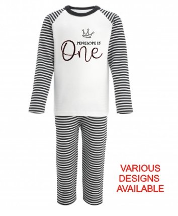 Black Stripe Print Pyjamas - Different designs available