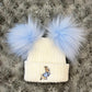 Blue Bunny Double Pom Hat - First Size
