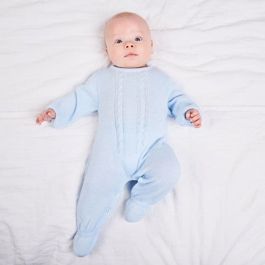 Blue Cable Knit Onesie