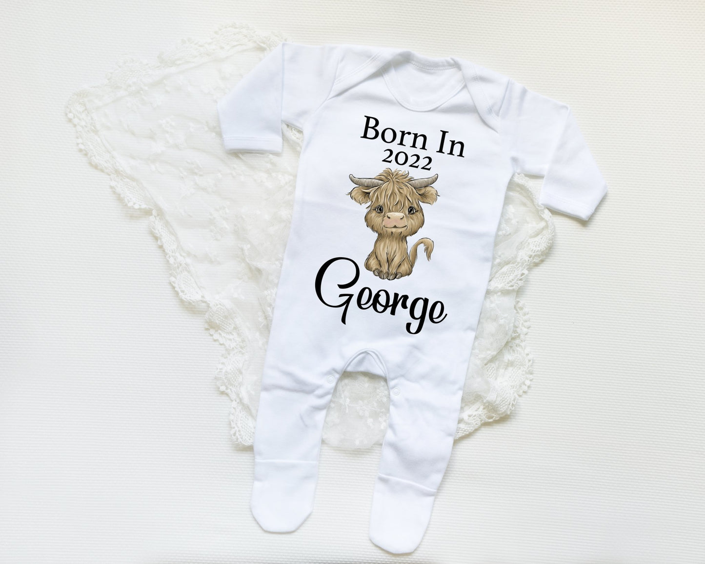 Born In 2022 Cow Boy - Sleepsuit
