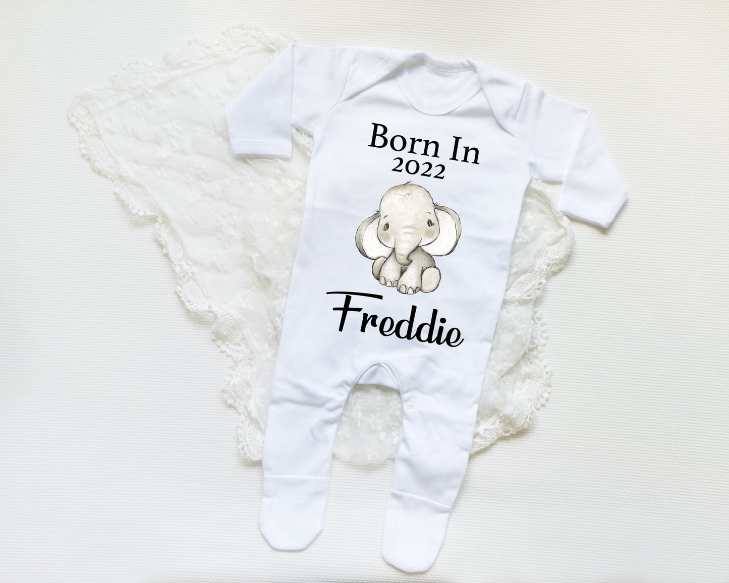 Born In 2022 Elephant Boy - Sleepsuit