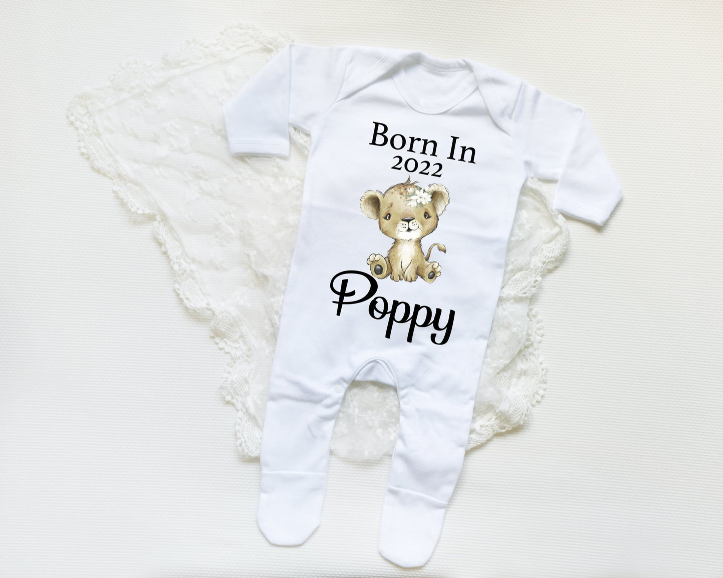 Born In 2022 Lion Girl - Sleepsuit