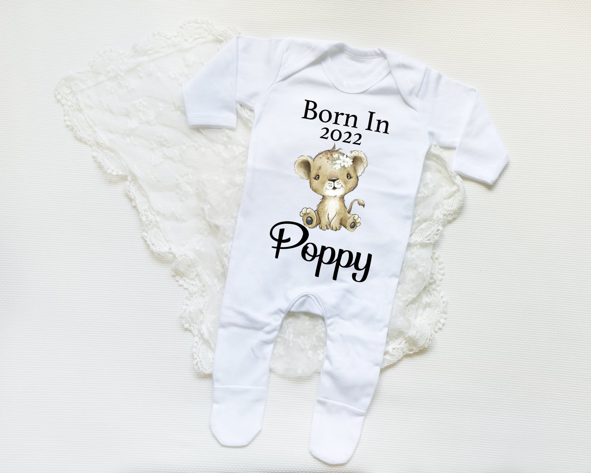 Born In 2022 Lion Girl - Sleepsuit