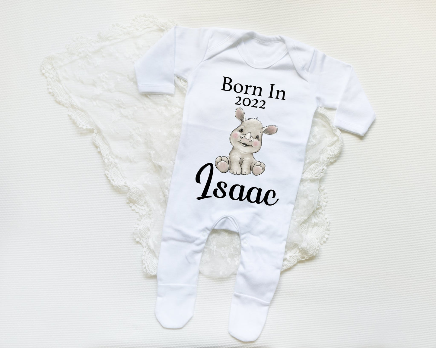Born In 2022 Rhino Boy - Sleepsuit