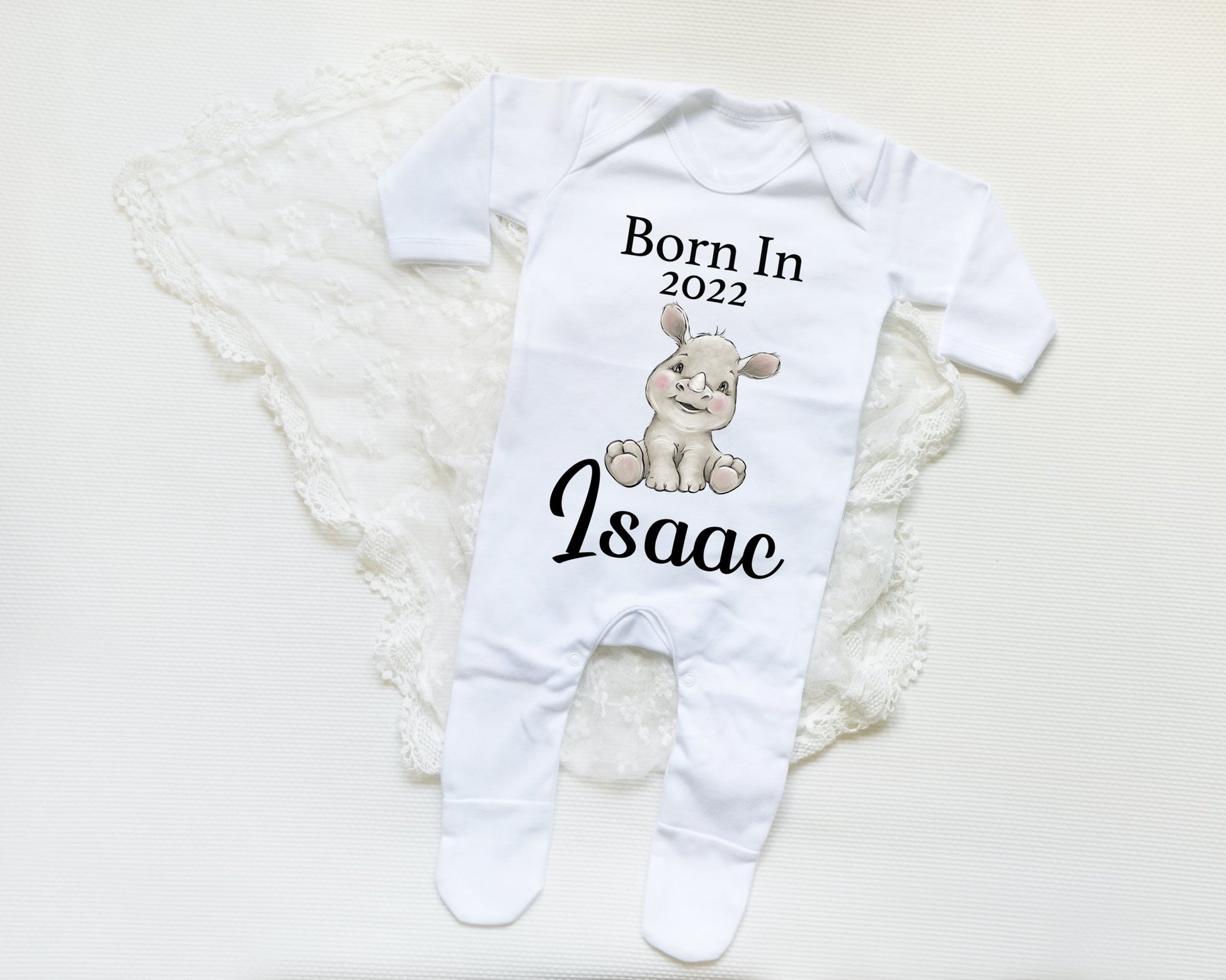 Born In 2022 Rhino Boy - Sleepsuit