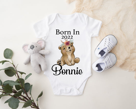 Born In 2022 Vest - Bear Girl Print