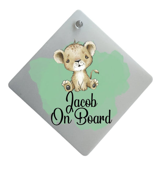 Car Baby On Board Sign - Green colour splash