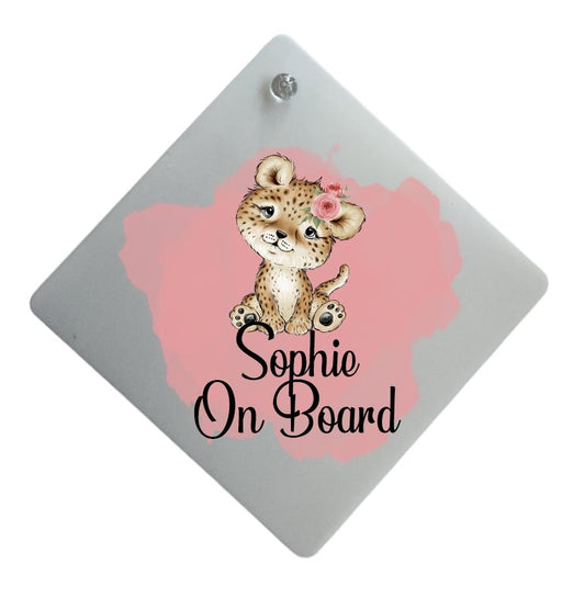 Car Baby On Board Sign - Pink colour splash