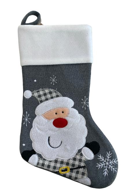 Christmas Stocking - Grey & White - Penguin, Reindeer & Santa designs