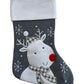Christmas Stocking - Grey & White - Penguin, Reindeer & Santa designs