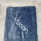 Dino embossed Dusky blue personalised baby blanket / wrap