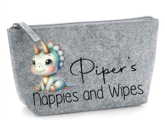 Dino personalised Nappy and Wipes storage bag
