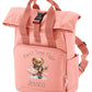 First Time Flyer personalised Mini Twin Handle Roll-Top Backpack beige design