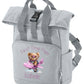 First Time Flyer personalised Mini Twin Handle Roll-Top Backpack pink design