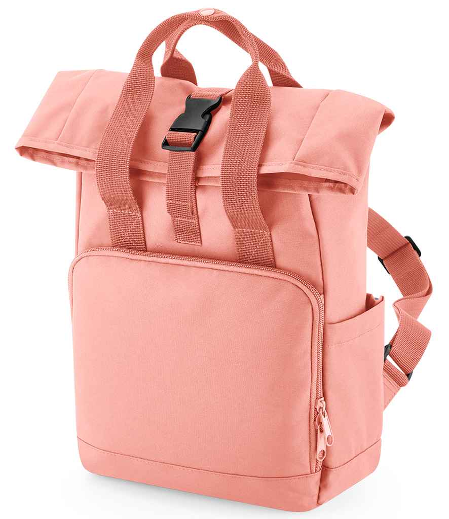 First Time Flyer personalised Mini Twin Handle Roll-Top Backpack pink design