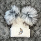 Grey Bunny Double Pom Hat - First Size
