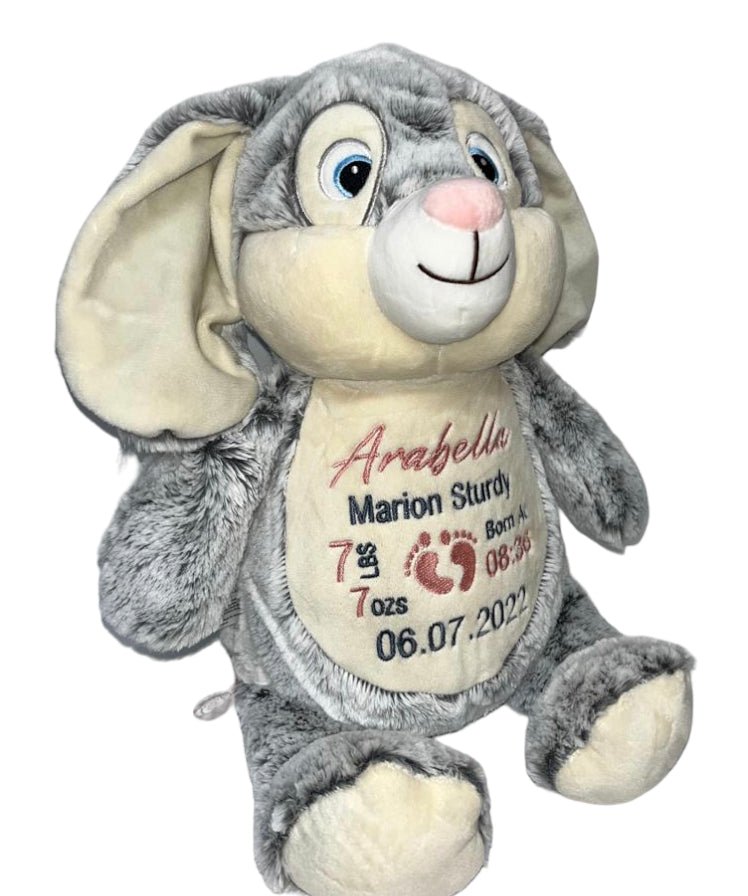 Grey Bunny Rabbit Personalised Teddy