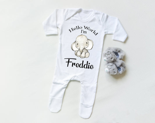 Hello World Elephant Boy - Sleepsuit