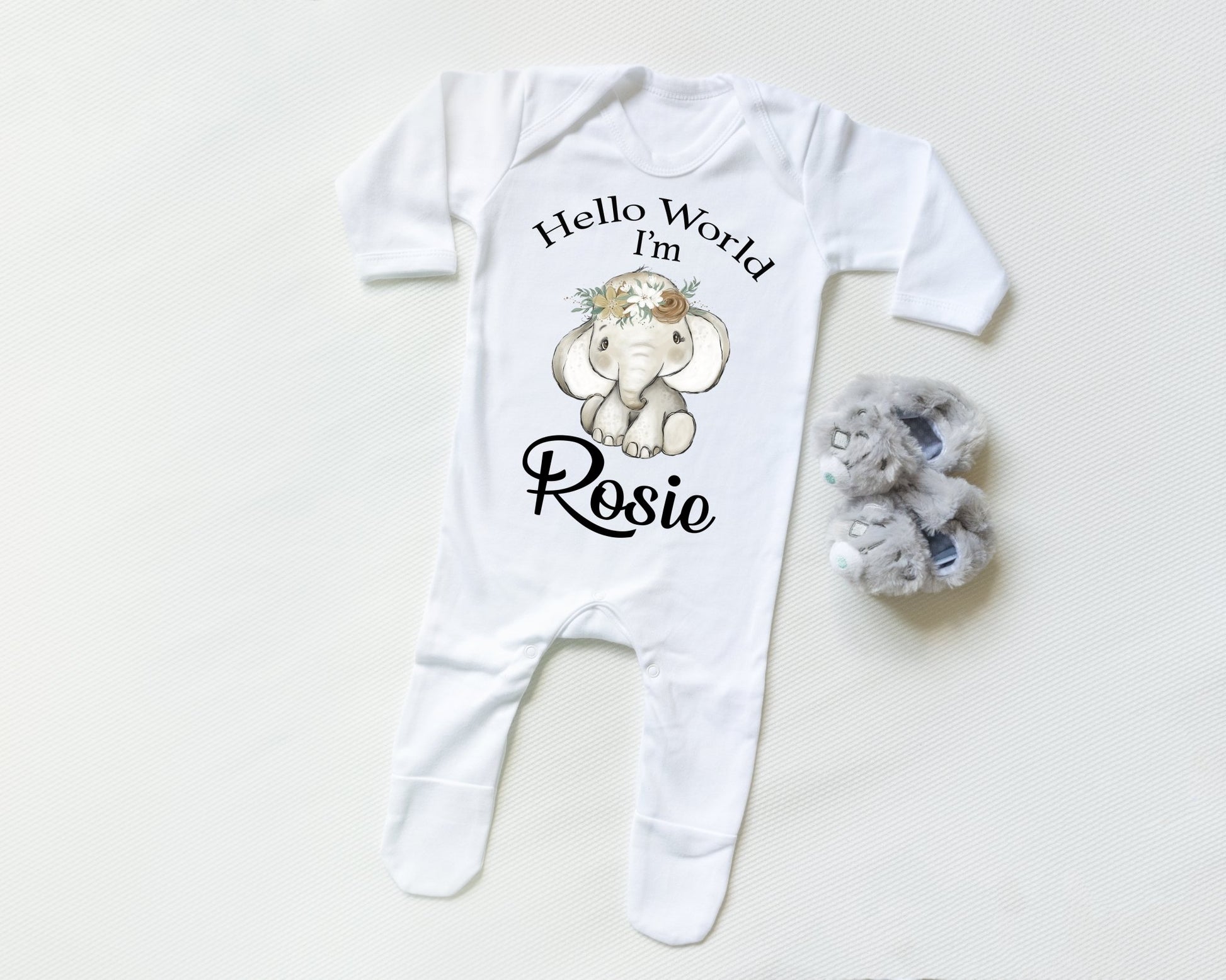 Hello World Elephant Girl - Sleepsuit