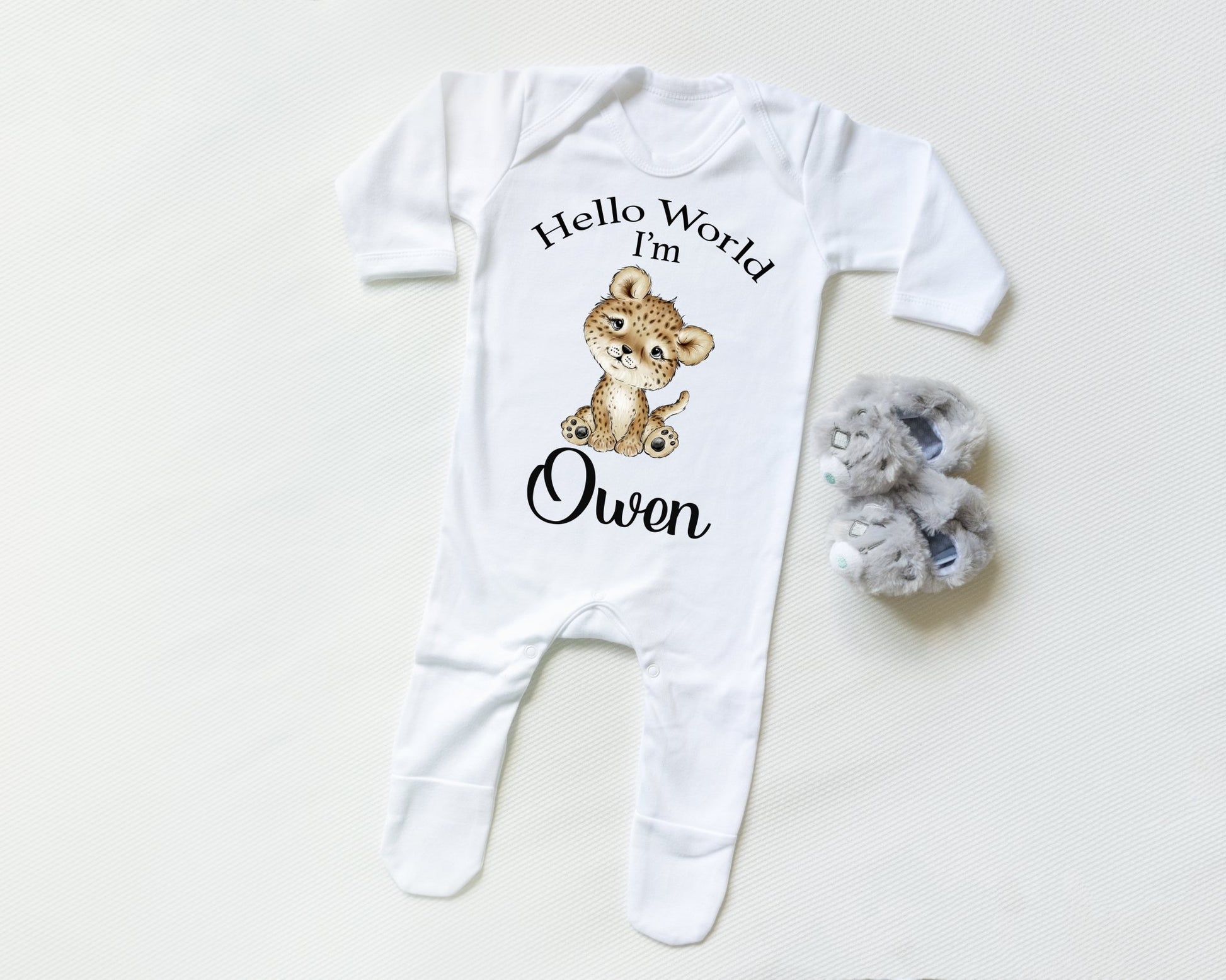 Hello World Leopard Boy - Sleepsuit