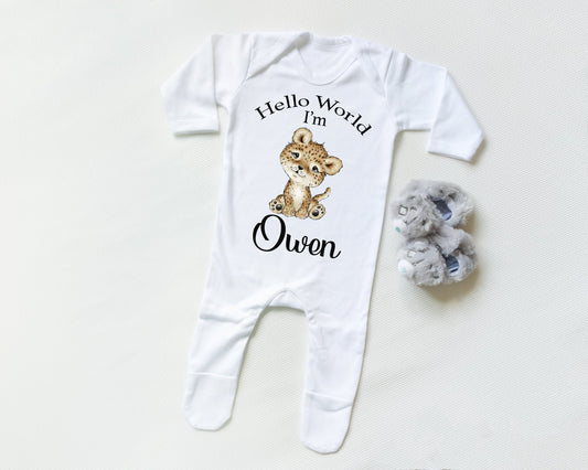 Hello World Leopard Boy - Sleepsuit