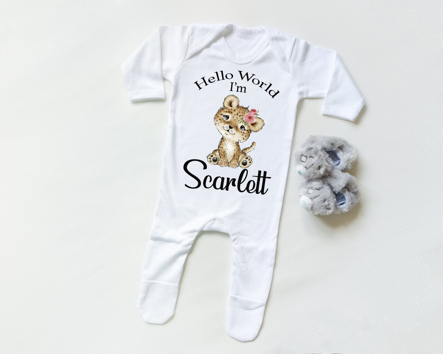 Hello World Leopard Girl - Sleepsuit