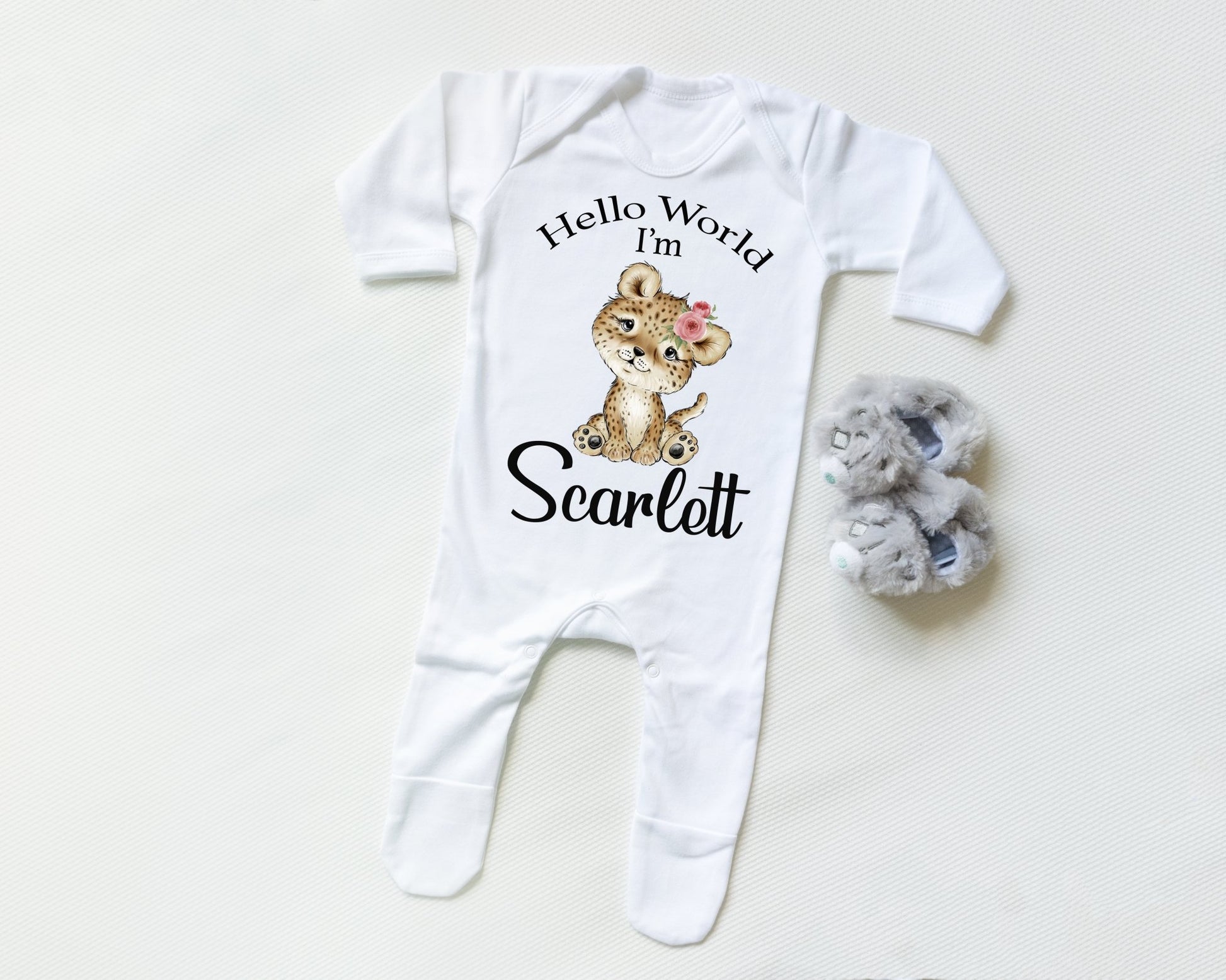 Hello World Leopard Girl - Sleepsuit