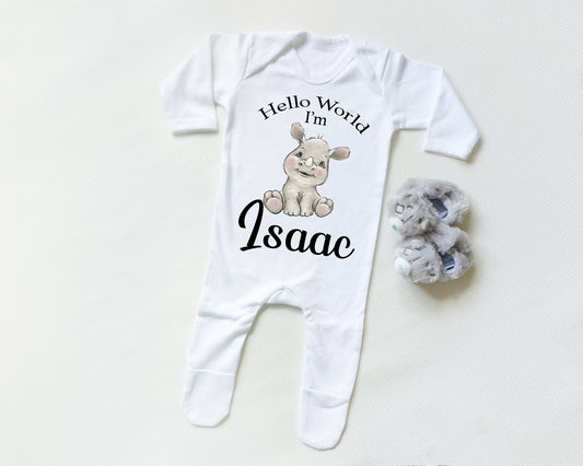 Hello world Rhino Boy - Sleepsuit