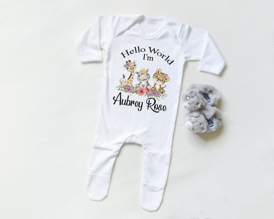 Hello world Safari Girl - Sleepsuit