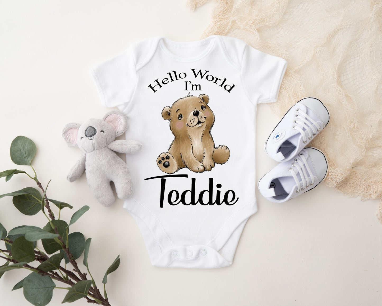 Hello World Vest - Bear boy Print