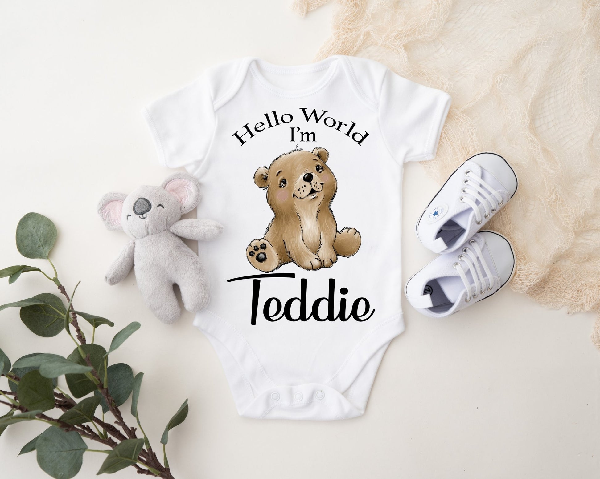 Hello World Vest - Bear boy Print