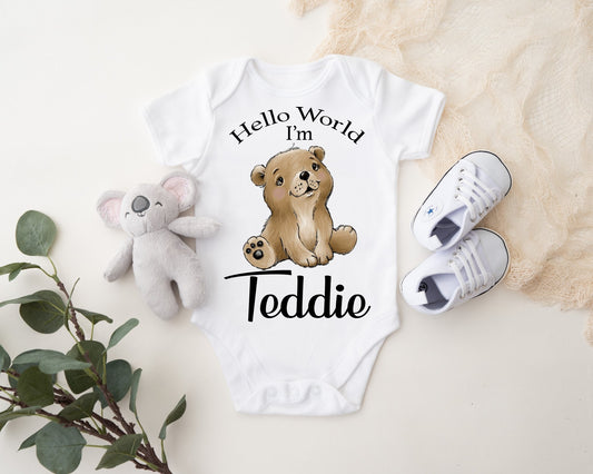 Hello World Vest - Bear boy Print
