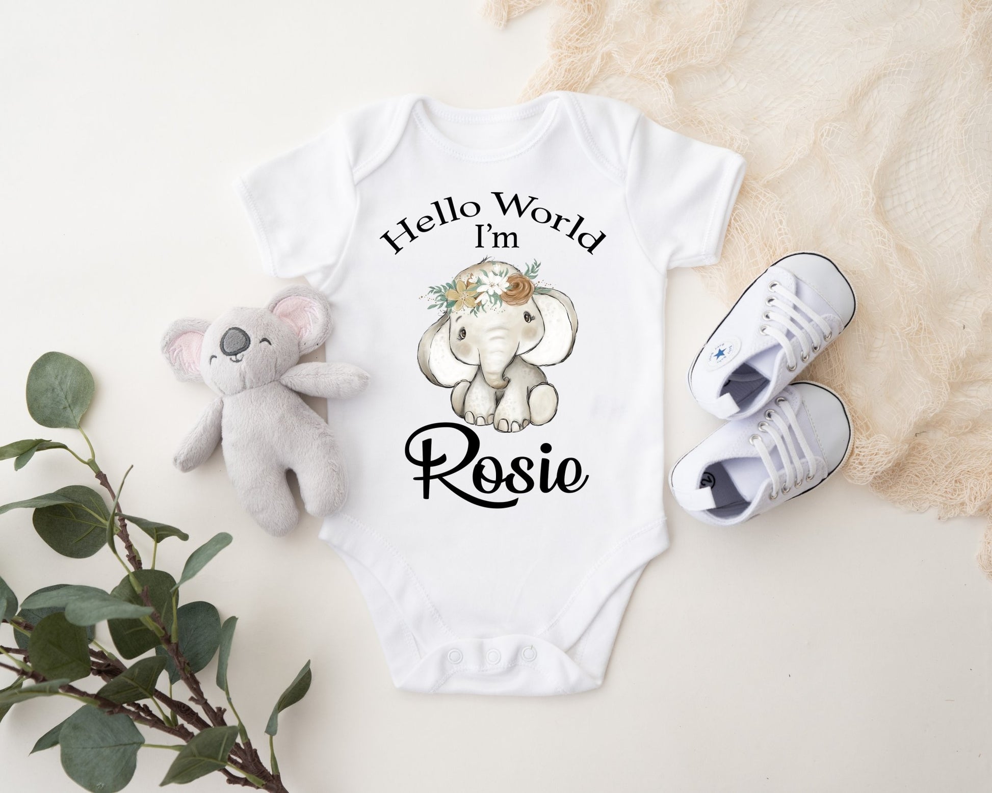 Hello World Vest - Elephant Girl Print