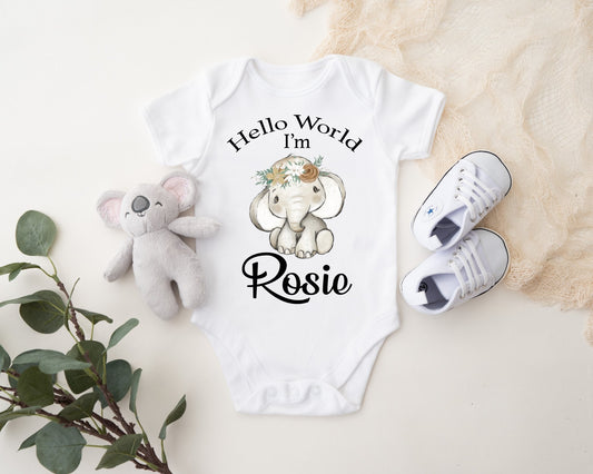 Hello World Vest - Elephant Girl Print